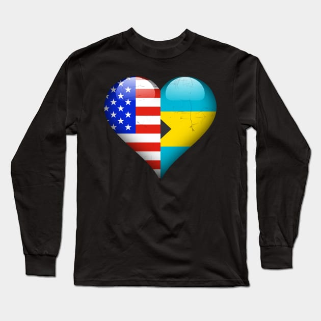 Half American Half Bahamian - Gift for Bahamas From Bahamian Long Sleeve T-Shirt by Country Flags